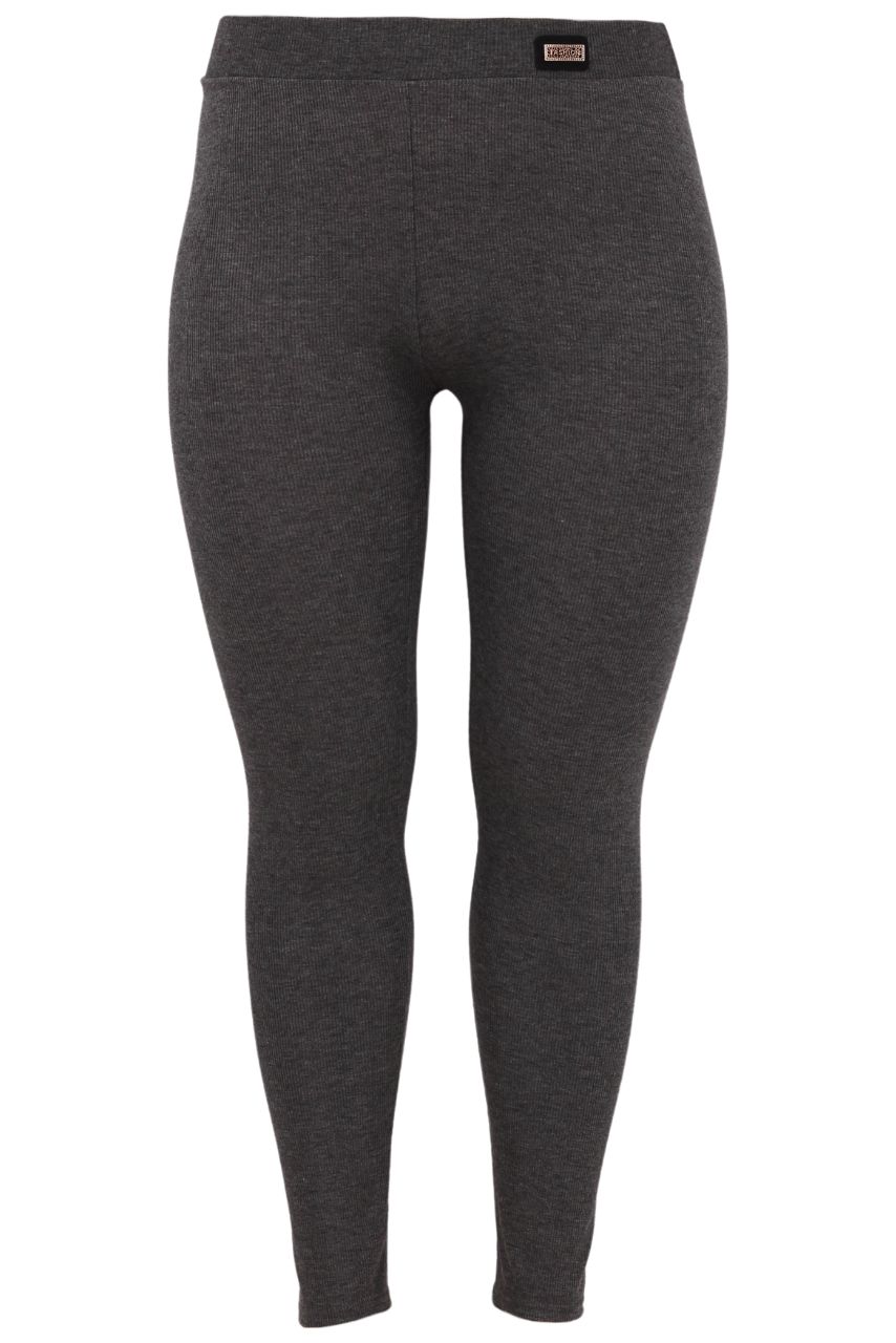Legginsy prążkowane z wysokim stanem szare