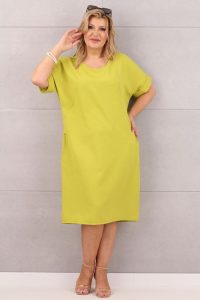 Letnia sukienka z kieszeniami limonkowa