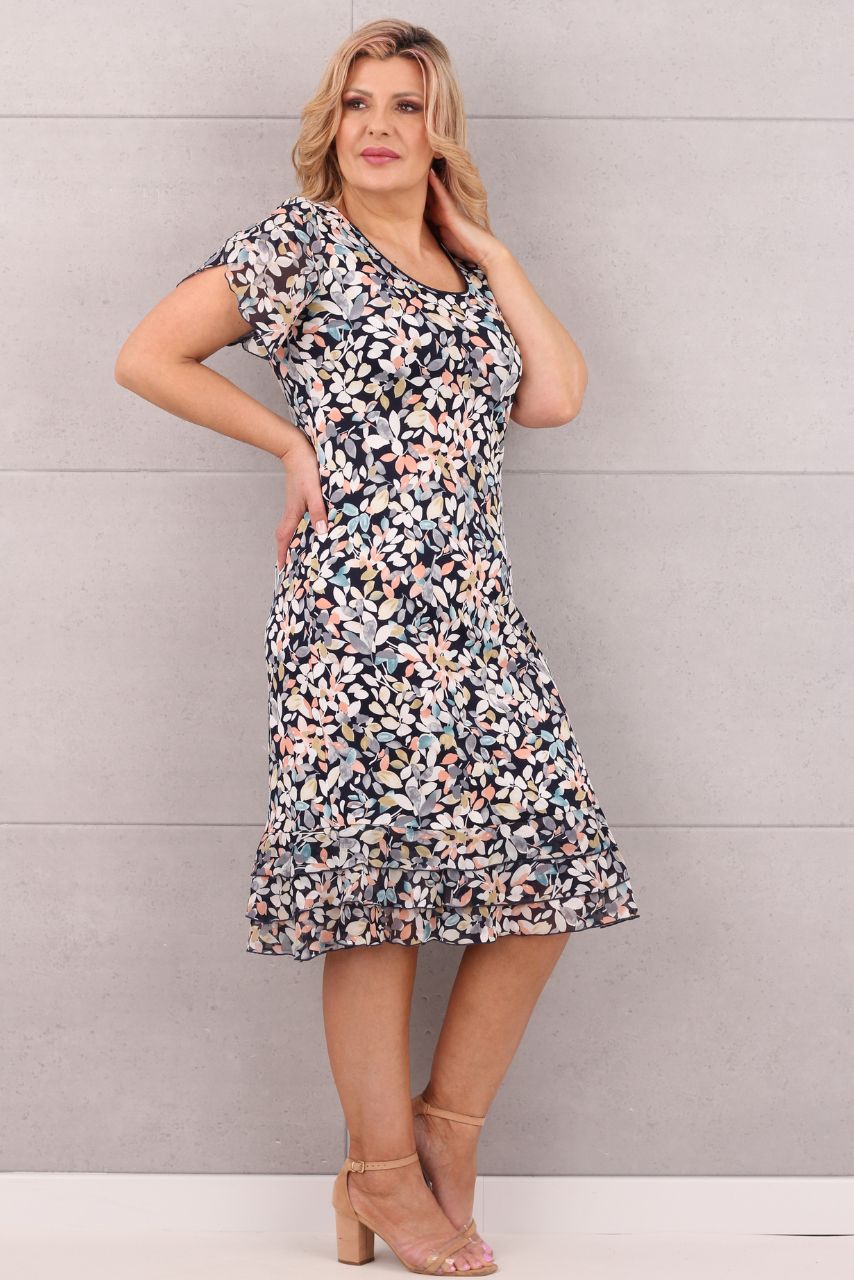 Letnia zwiewna koktajlowa sukienka w liście