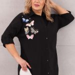 Luźna czarna koszula w motyle