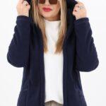 Polar damski z kapturem granatowy