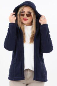 Polar damski z kapturem granatowy