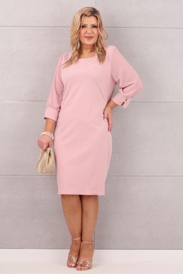 Sukienka z szyfonowym rękawem pudrowy róż