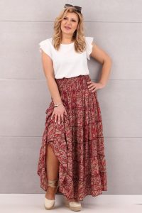 Spódnica długa letnia bordowa
