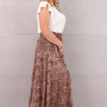 Spódnica długa letnia różowo-brązowa