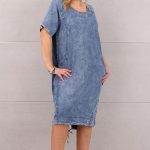 Sukienka jeansowa midi z lamówką