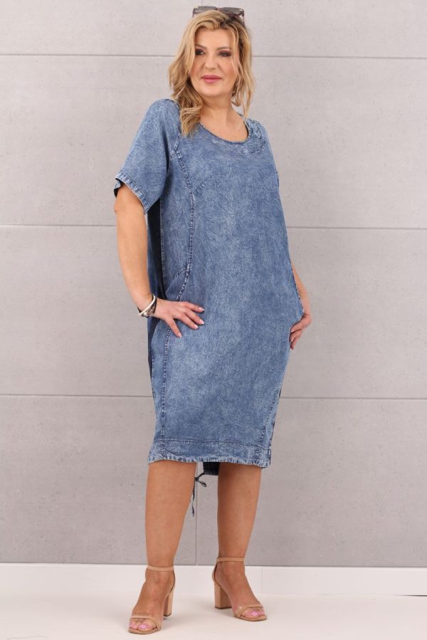 Sukienka jeansowa midi z lamówką