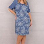 Sukienka jeansowa midi z tureckim wzorem