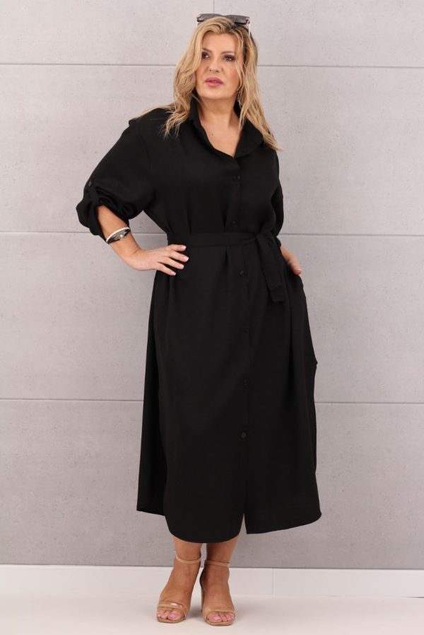 Sukienka szmizjerka długa czarna