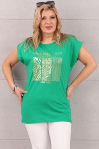 Zielona koszulka ze złotym nadrukiem