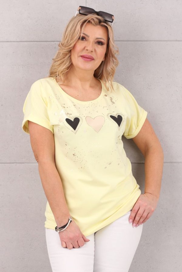 Żółta bluzka damska w serca