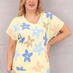 Żółta bluzka damska ze ściągaczem na dole