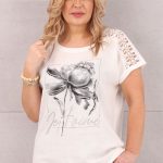 bluzka z koronkowym rękawem biała