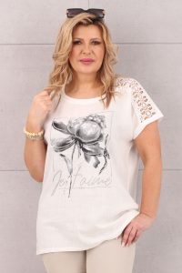 bluzka z koronkowym rękawem biała