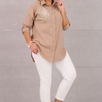 Beżowa koszula ze zdobieniem