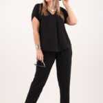 Komplet damski bluzka i spodnie czarny