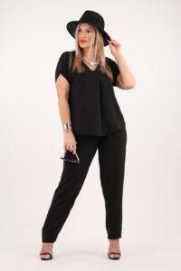 Komplet damski bluzka i spodnie czarny