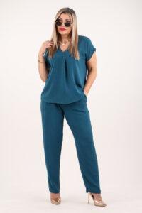 Komplet damski bluzka i spodnie morski
