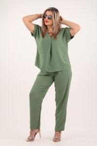 Komplet damski bluzka i spodnie zielony