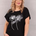 bluzka czarna w kwiaty