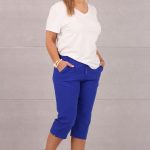 Luźne rybaczki damskie chabrowe