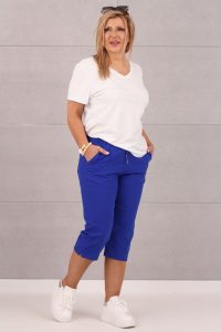 Luźne rybaczki damskie chabrowe