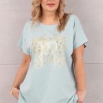 Miętowa bluzka z motylem