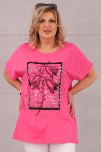 Różowa bluzka z ażurowym haftem