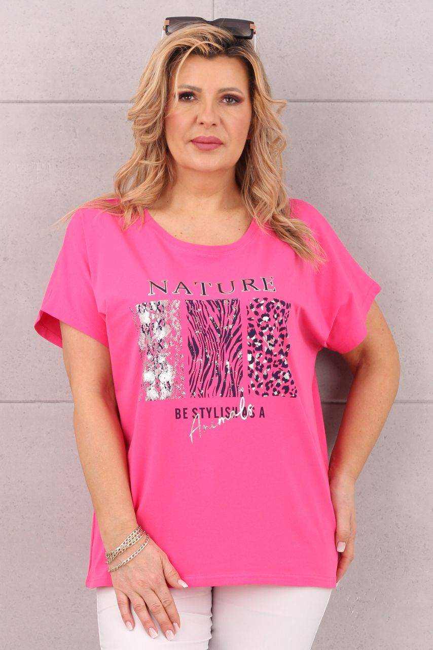 Różowa bluzka z napisem nature