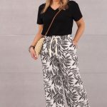 Letnie spodnie damskie kuloty białe we wzory