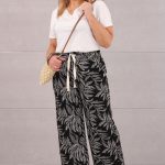 Letnie spodnie damskie kuloty czarne we wzory
