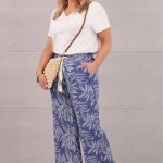 Letnie spodnie damskie kuloty niebieskie we wzory