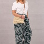 Letnie spodnie damskie kuloty zielone we wzory