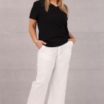 Letnie spodnie z szeroką nogawką białe