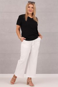 Letnie spodnie z szeroką nogawką białe