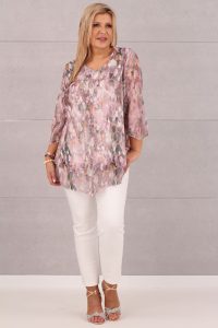 Szyfonowa tunika różowa