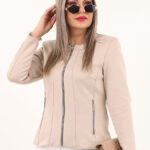 Beżowy żakiet damski XXL plus size dla puszystych kobiet