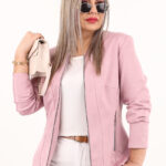 Różowy żakiet damski XXL plus size dla puszystych kobiet