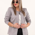Szary żakiet damski XXL plus size dla puszystych kobiet