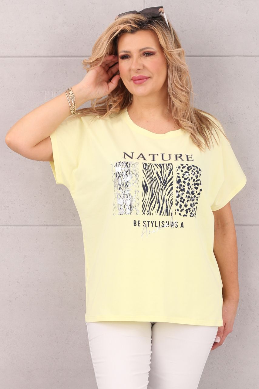 Żółta bluzka z napisem nature