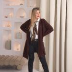 Kardigan damski XXL brązowy – moda dla puszystych