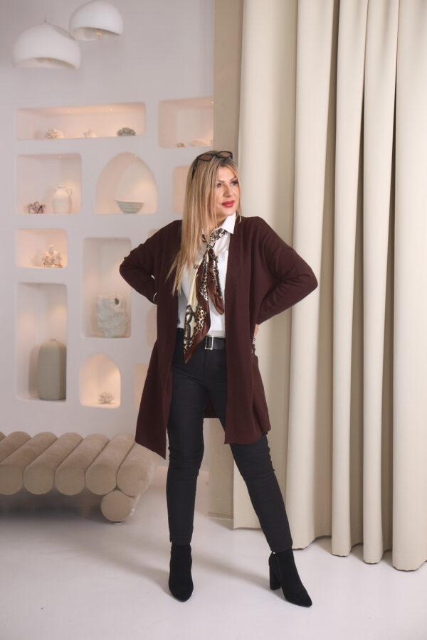 Kardigan damski XXL brązowy – moda dla puszystych