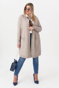 Kardigan damski XXL beżowy – moda dla puszystych