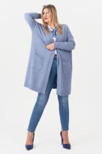 Kardigan damski XXL błękitny – moda dla puszystych