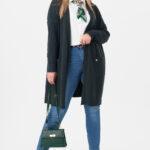 Kardigan damski XXL butelkowa zieleń – moda dla puszystych