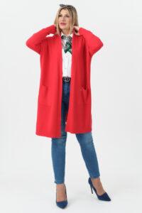 Kardigan damski XXL czerwony – moda dla puszystych