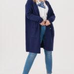 Kardigan damski XXL granatowy – moda dla puszystych