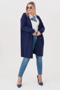 Kardigan damski XXL granatowy – moda dla puszystych