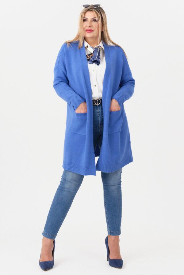 Kardigan damski XXL niebieski– moda dla puszystych