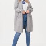 Kardigan damski XXL szary – moda dla puszystych